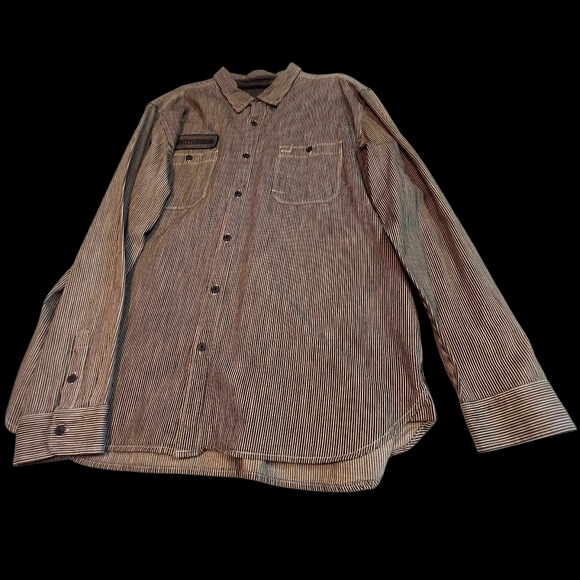 Harley Davidson Button Up Long Sleeve Embroidered Striped Shirt Men Size XXL - Picture 11 of 16